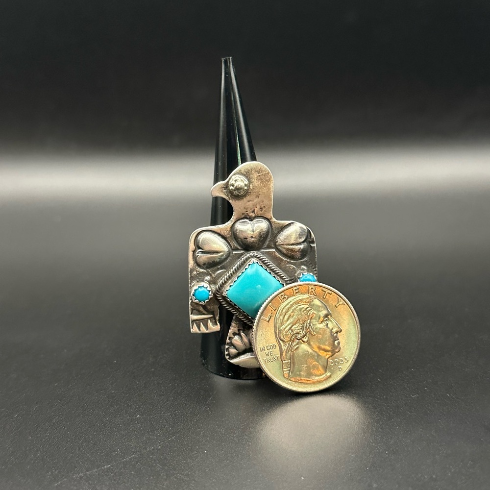 Sterling silver Thunderbird ring Navajo Richard Yazza Native American jewelry - Picture 8 of 9